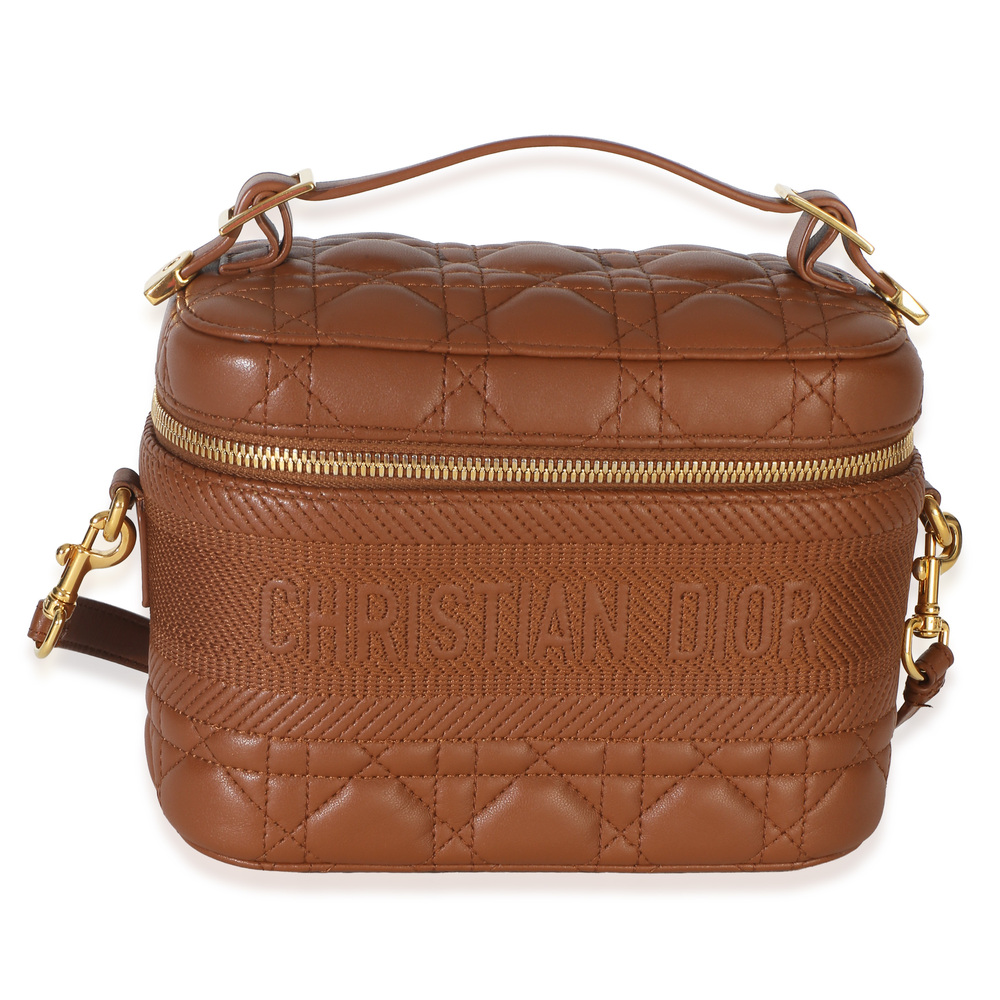 Christian Dior Brown Lambskin Cannage Small DiorTravel Vanity